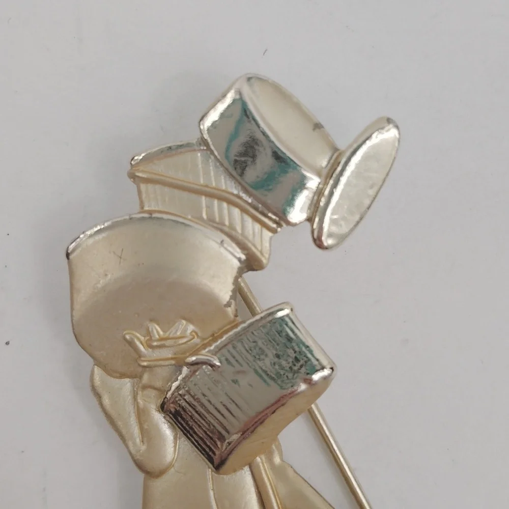 Vintage AJC Woman With Shopping Bags And Dog Brooch Pin